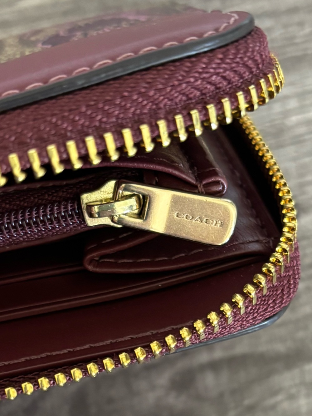Coach Accordion Zip Wallet in Signature Canvas with Desert Tulip Print - Picture 10 of 14